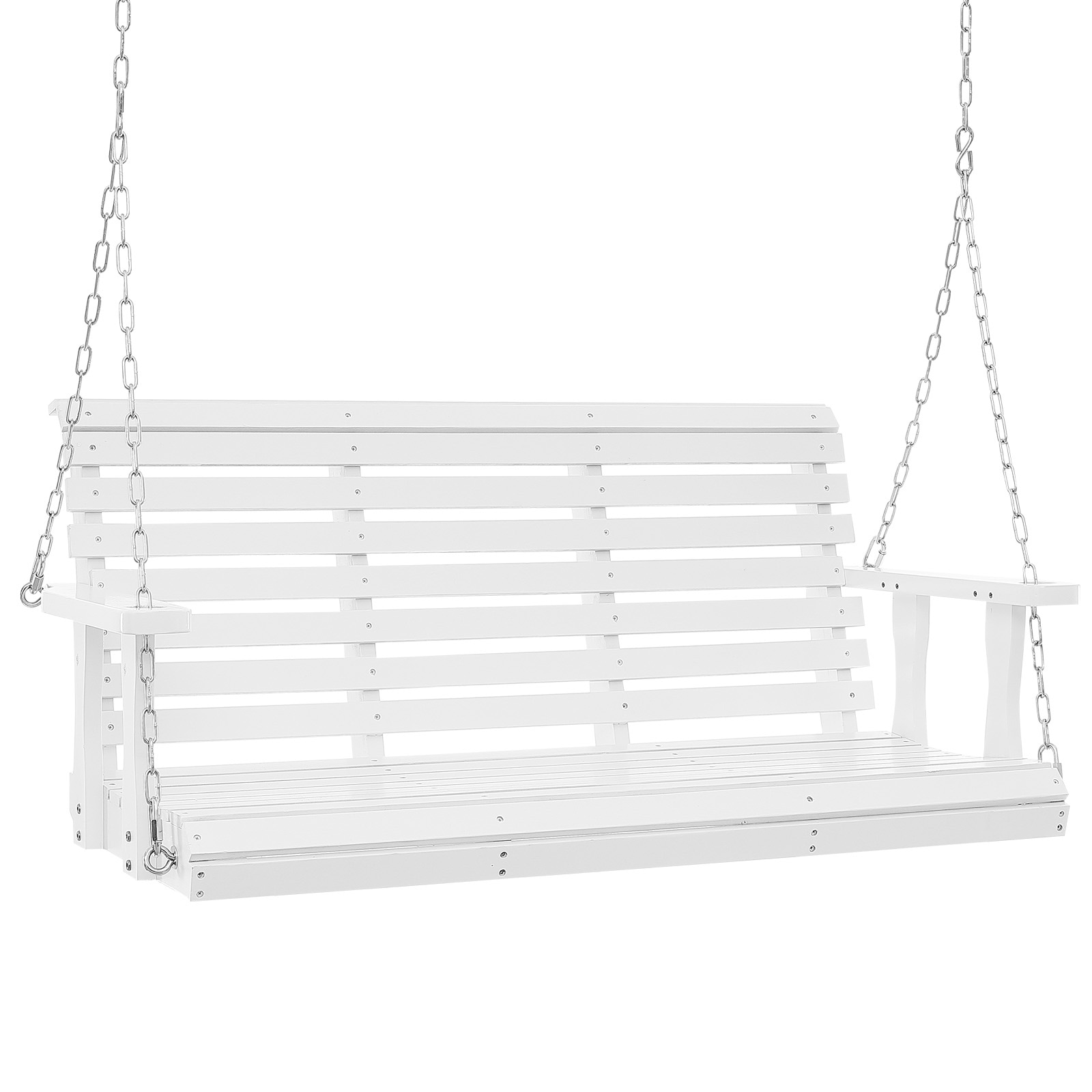 Wooden Porch Swing 4.5 Ft, Patio Bench Swing For Courtyard & Garden, Upgraded 880 Lbs Strong Load Capacity, Heavy Duty Swing Chair Bench With Hanging Chains For Outdoors, White_maomaolike.com